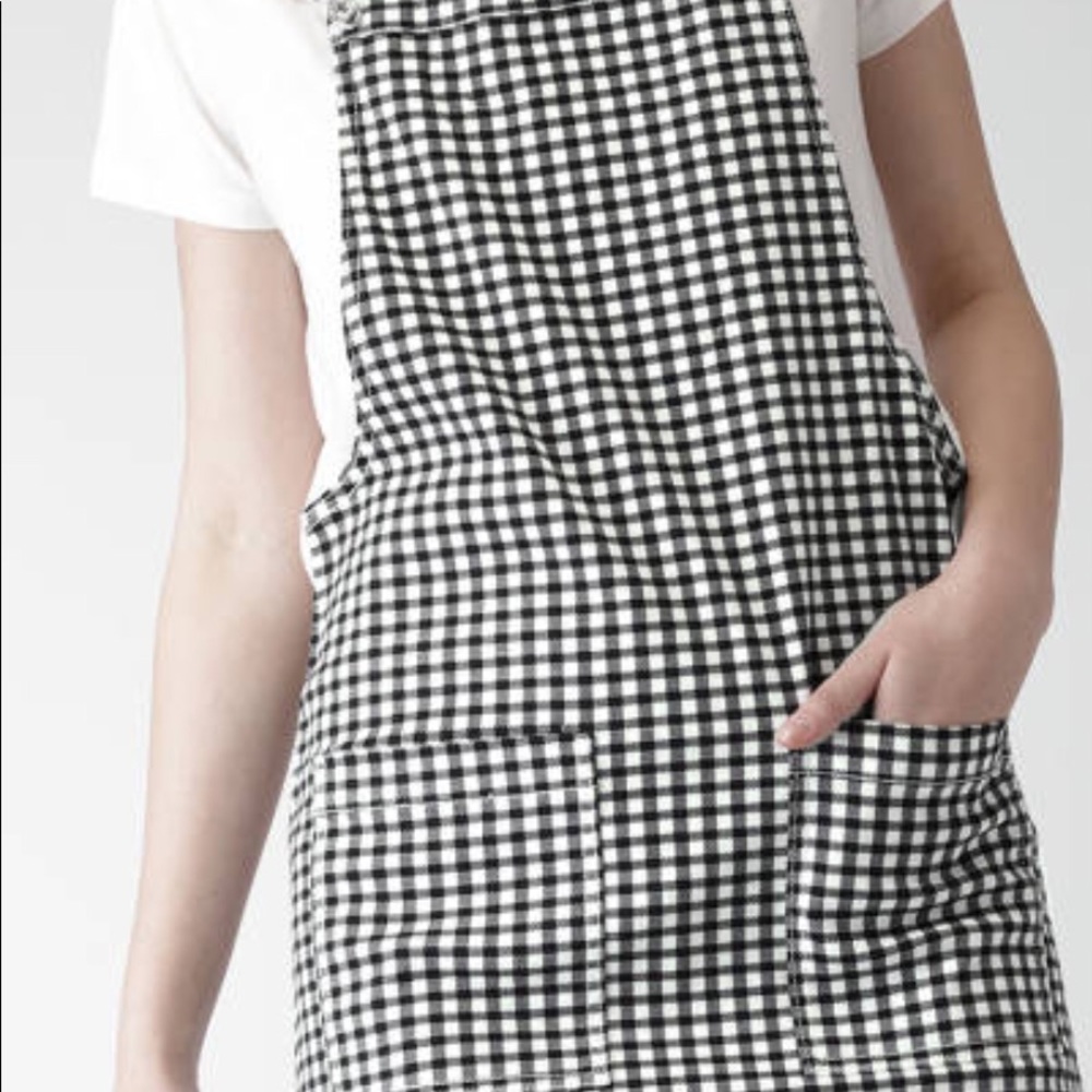 FOREVER 21 Black and white checkered overall dress